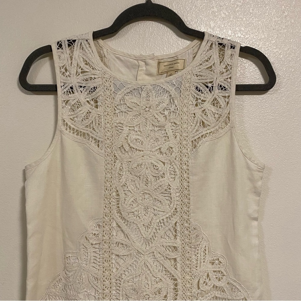Moulinette Soeurs Anthropologie Lace Garden Shift Dress Ivory Cream Size 2 - Picture 2 of 16